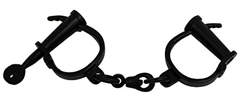 ITDC Replica Colonial Or Pirate Handcuffs for Adult Costumes in Party and Role Play, Adjustable Size, Red Iron Jailor